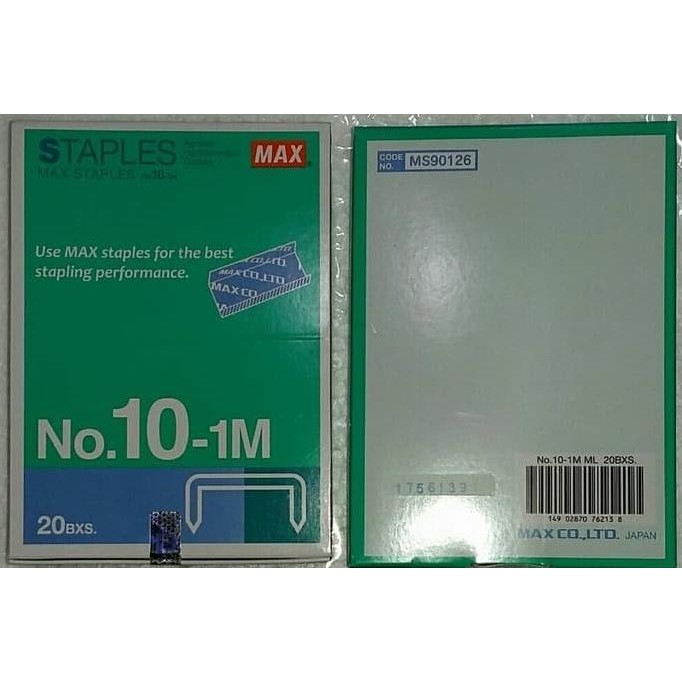 

Tersedia Sekarang Isi Staples Max No.10 Original 1 PACK ISI 20 BOX KECIL