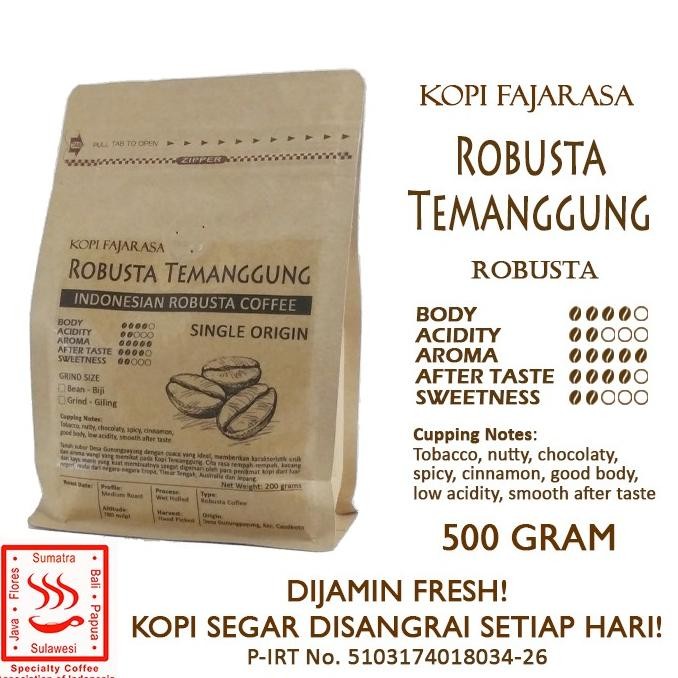 

Kopi Fajarasa Robusta Temanggung Biji Kopi Robusta 500 Gram