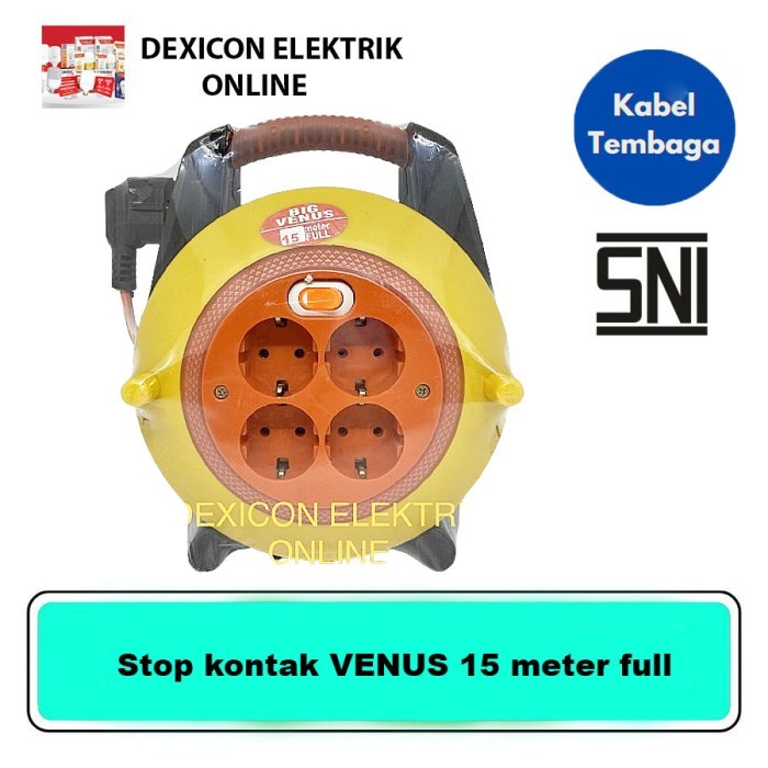 LIMITED EDITION Stop kontak VENUS 15 meter full/roll kabel/kabel box/kabel gulungan