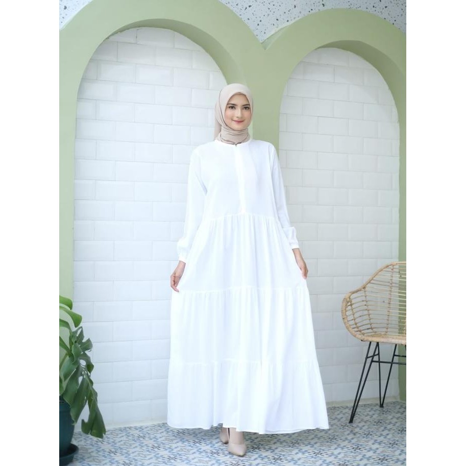 GAMIS PUTIH POLOS JUMBO LD 124 KATUN RAYON GAMIS UMROH HAJI JESICA