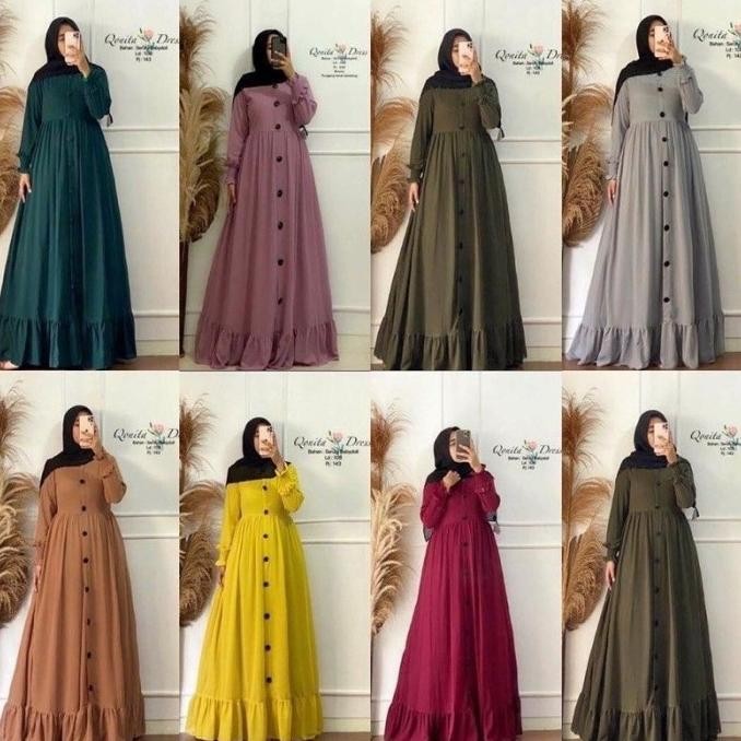 HOKYVIN GAMIS ALESHA FASHION | GAMIS WANITA POLOS SIZE XL | LD 120CM