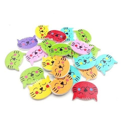 

PR935 Kancing Kayu Dua Lubang - Cat Face Style (10pcs) DISKON