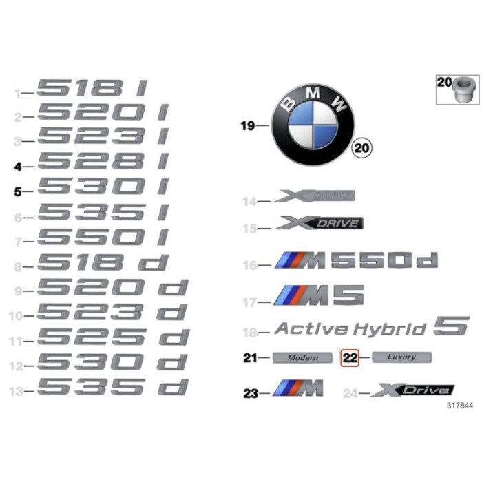 Bmw F10 F11 Lci Luxury Badge Emblem Fender Samping