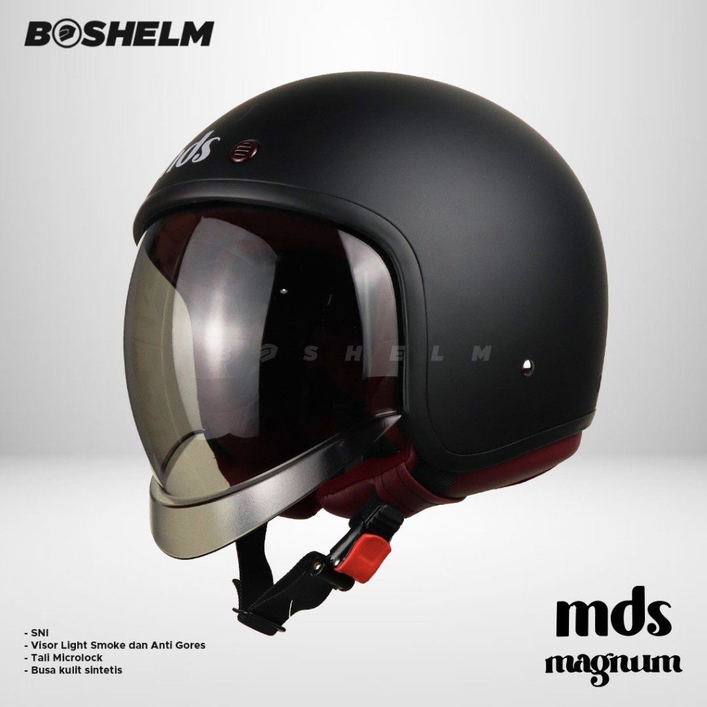 BOSHELM Helm Retro MDS MAGNUM SOLID Helm Half Face SNI