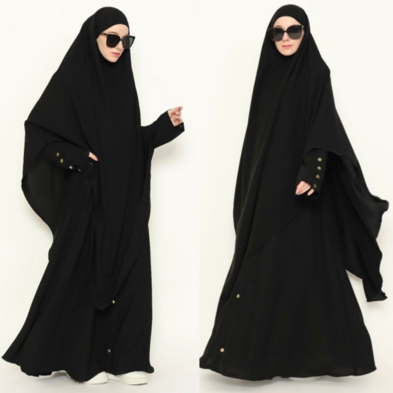 Izzabel Hijab Premium Syari Sunnah Simpel Kancing FK Khimar Jumbo Airflow Lexus Anti UV Marzan Mina