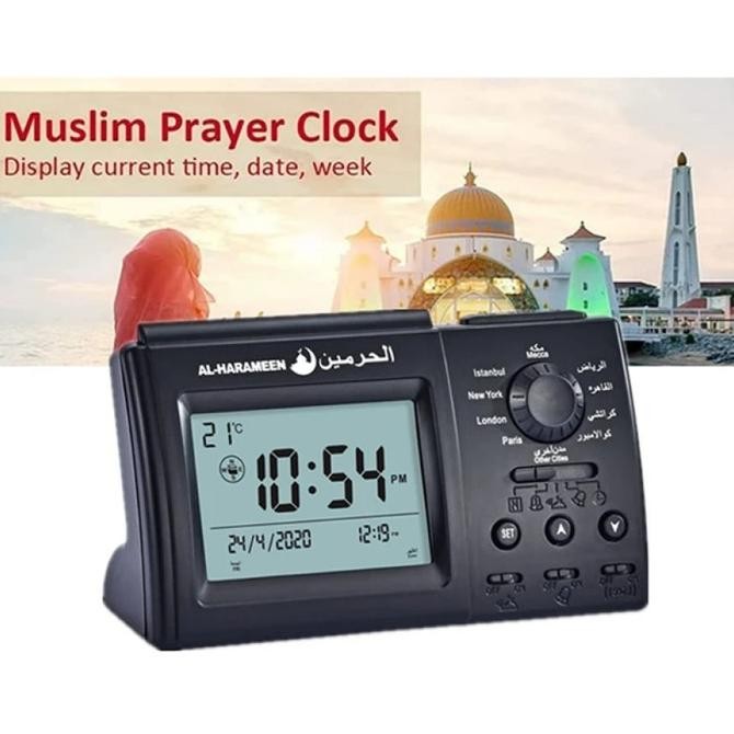Jam Meja Digital Alarm Adzan Muslim Prayer Watch Clock - HA-3006