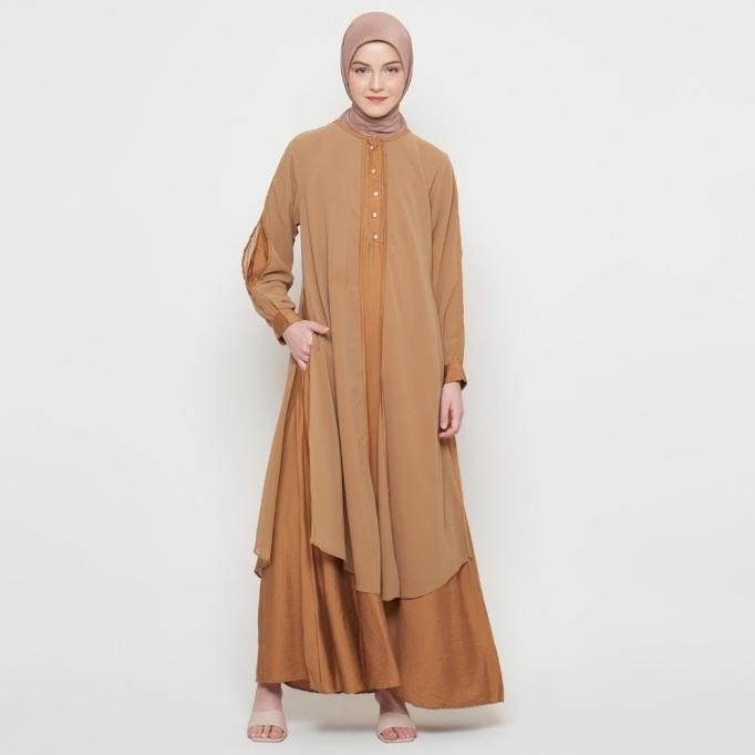 GAMIS WANITA PAKAIAN MUSLIM WANITA WARNA COKLAT SR277