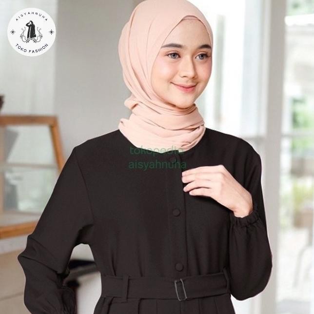 TREN BAJU GAMIS AISYAH POLOS HITAM WANITA MUSLIMAH REMAJA TERBARU 2022