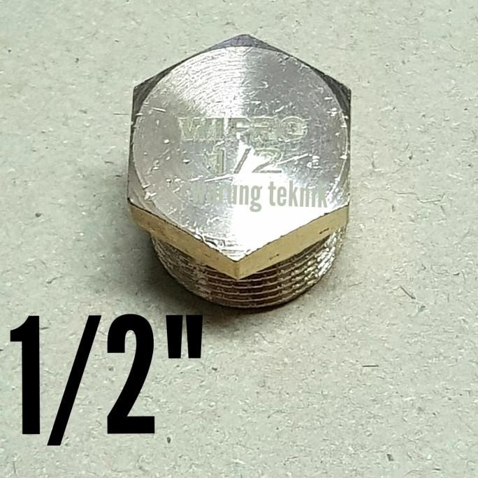 Dop Drat Luar Kuningan Male End Cap 1/2" Baru