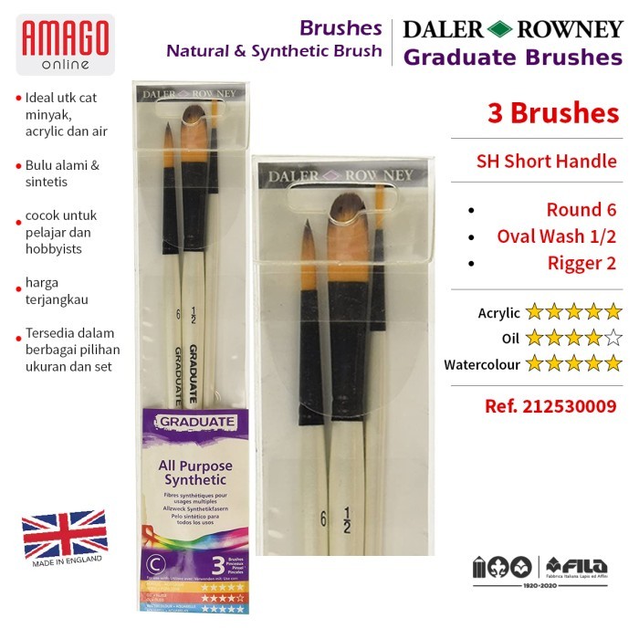 

NEW KUAS DALER ROWNEY ISI 3 - GRADUATE SYNT BRUSH - SET OF 3 - 212530009