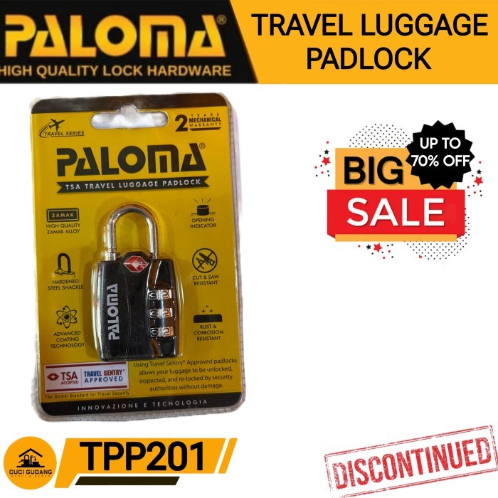 Peter - Travel Luggage Padlock Paloma (Tpp) Gembok Koper Paloma With Opening Indicator Without