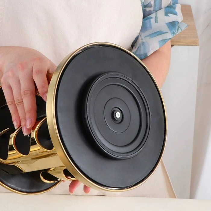 

Tempat Bumbu Putar Gold 12Pc/Rak Bumbu Masak Emas Mewah Kaca