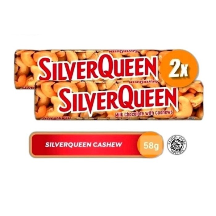 

BOOM SALE SILVERQUEEN Milk Chocolate Cashews Cokelat Kacang Mete 58 gram x 2pcs