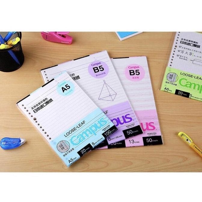 

Sale Kokuyo Loose Leaf Campus A5, B5 Dotted / Square / Line / Polos