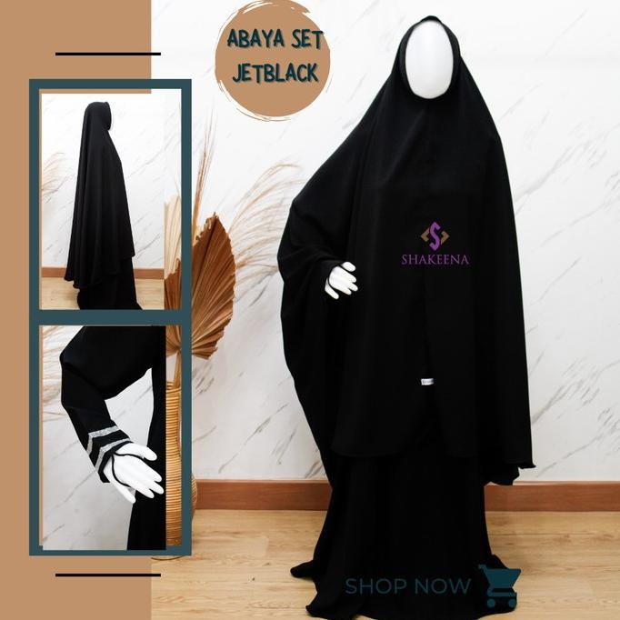 Gamis set Jet black free cadar bandana P67JM
