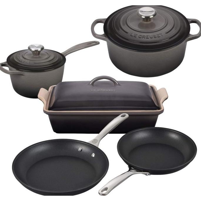 Le Creuset 8 Pcs Multi-Purpose Enameled CastIron Cookware Set - Oyster