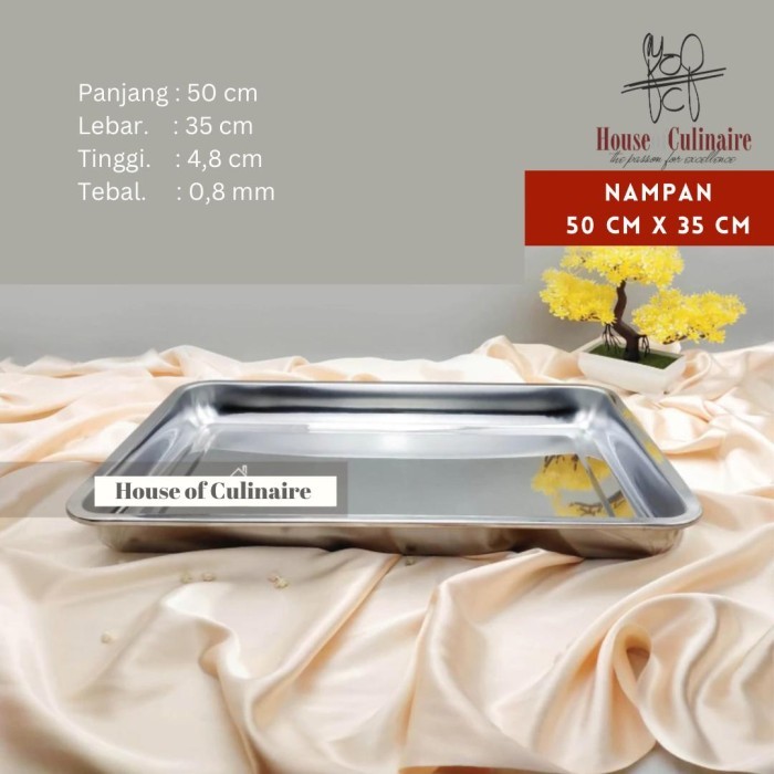Nampan Baki 50 x 35 cm Stainless Tebal Multifungsi Wadah Saji