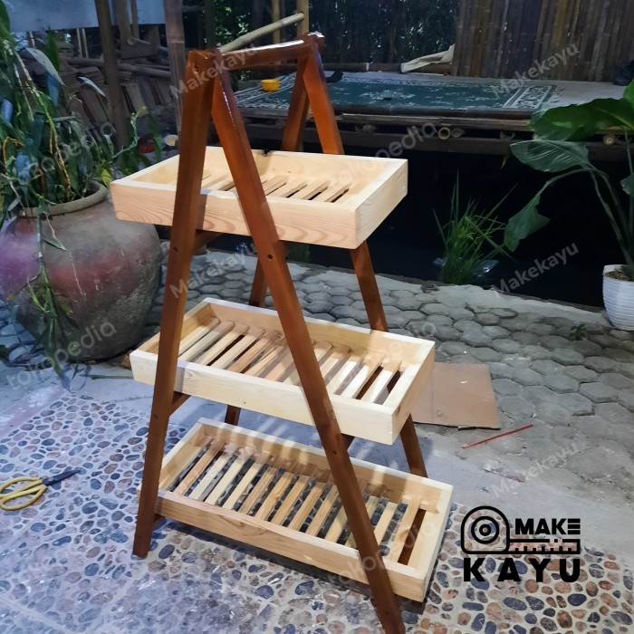 Rak 3 susun nampan modern lipat kayu