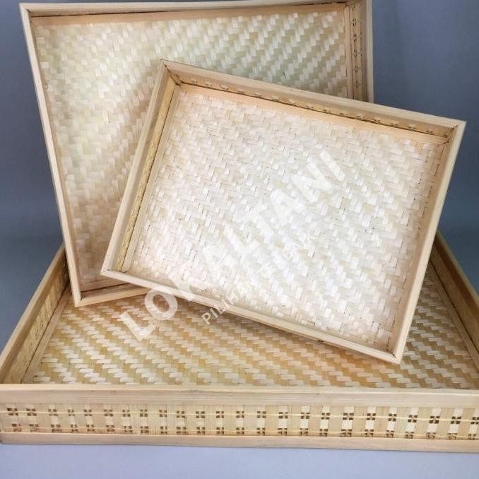 Tampah Tumpeng Anyaman Bambu Kotak / Nampan Bambu Besar