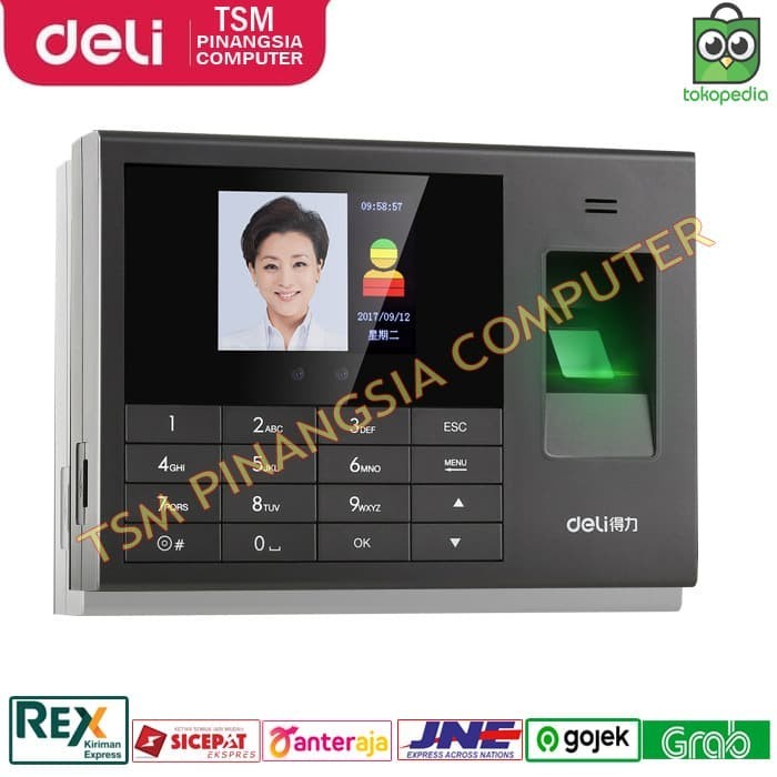 Deli E3765 Mesin Absensi Sidik Jari - Fingerprint - Finger Print