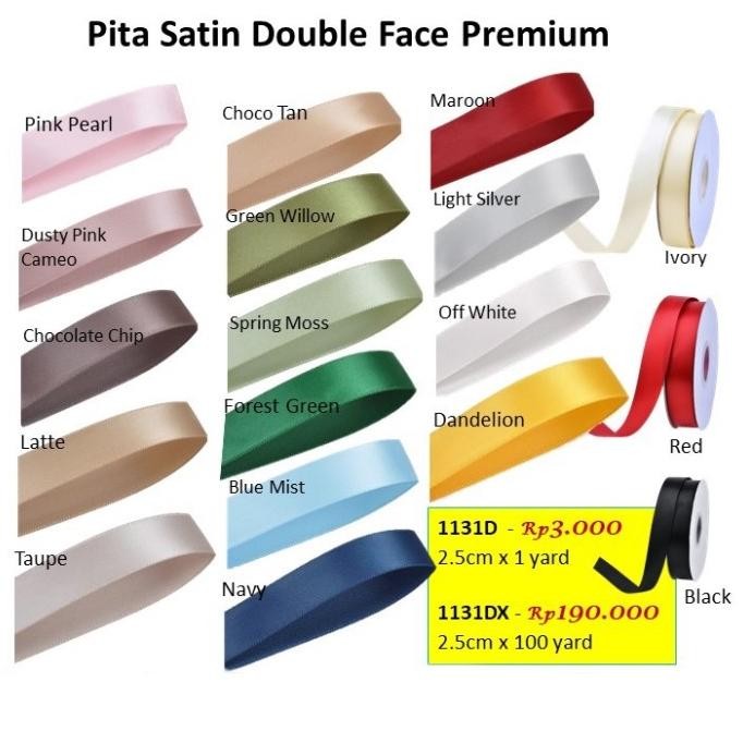 

Pita Satin Double Face Premium Ribbon 1 Inch Pita Satin Dua Sisi 2.5Cm