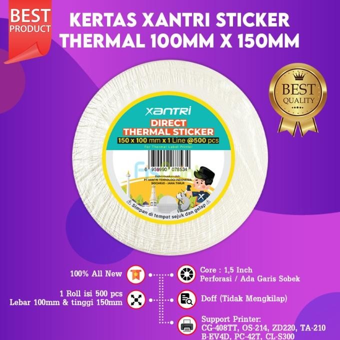 

Sale Label Thermal 100X150 500 Pcs Kertas Stiker Printer Thermal Resi