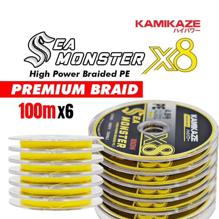 Kamikaze Snar Pancing Pe Sea Monster X8 (Ylw) 100M Connecting