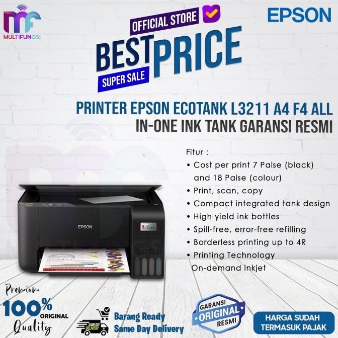 

Printer Epson EcoTank L3211 A4 All-in-One Ink Tank Garansi Resmi