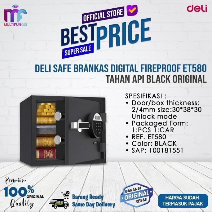 

Deli Safe Brankas Digital Fireproof ET580 / Tahan Api Black Original