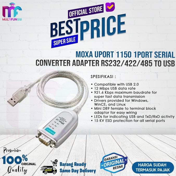 

MOXA UPort 1150 1Port Serial Converter Adapter RS232/422/485 to USB