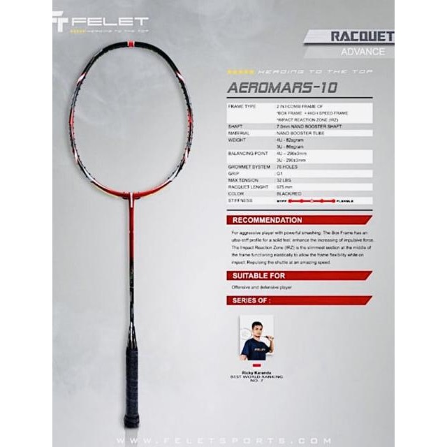 RAKET BADMINTON FELET AEROMARS 10 GALAXY FLARE 10 ORIGINAL [terbaik]