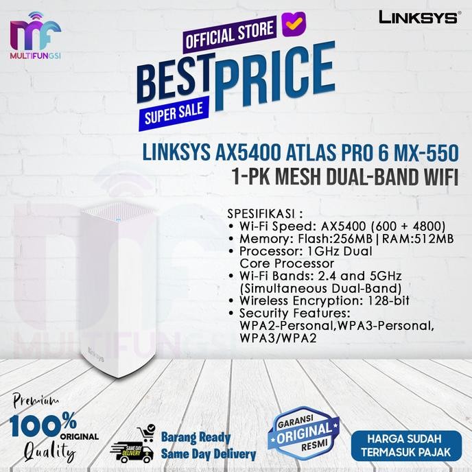 

Linksys Router Atlas Pro 6 MX 550 Dual-Band AX5400 Mesh WiFi Original