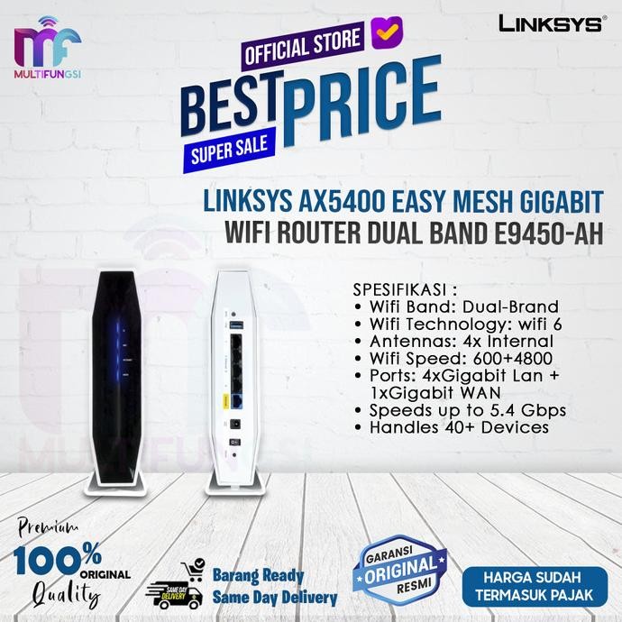

Linksys AX5400 Easy Mesh Gigabit WiFi Router Dual Band E9450-AH
