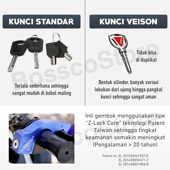 Veison Uma1 Kunci Gembok Rem Tangan Motor Kunci Stang Motor Griplock
