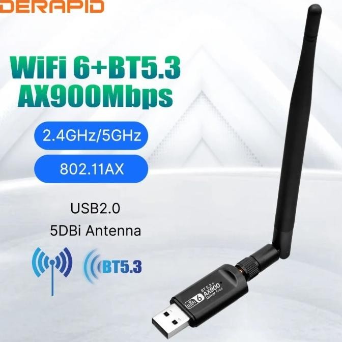 

Produk Baru!! USB WiFi Adapter AX900 Bluetooth 5.3 Wireless Dual Band 2.4G/5GHz Wi-Fi Antenna Dongle Receiver