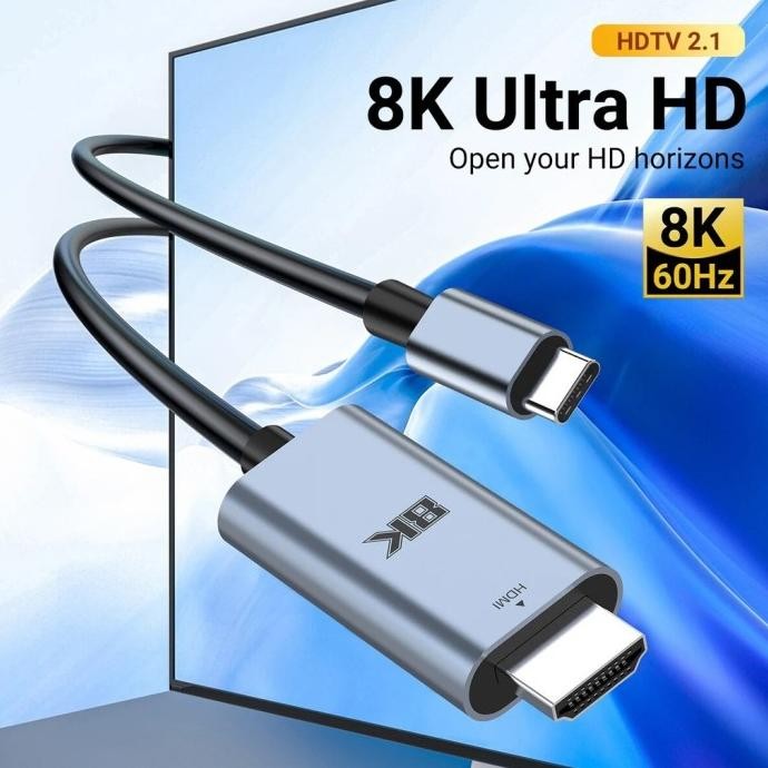 

Produk Baru!! USB Type C to HDMI Cable with 8K 60Hz 4K 120Hz UHD TV Docking Streaming Gaming Support iPhone 15 Series Samsung Macbook