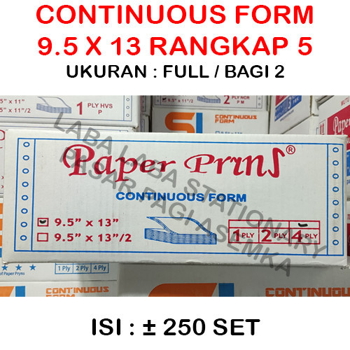 

TERMURAH - Continuous Form Merk Paper Print 9.5 x 13/2 // 13 Rangkap 4