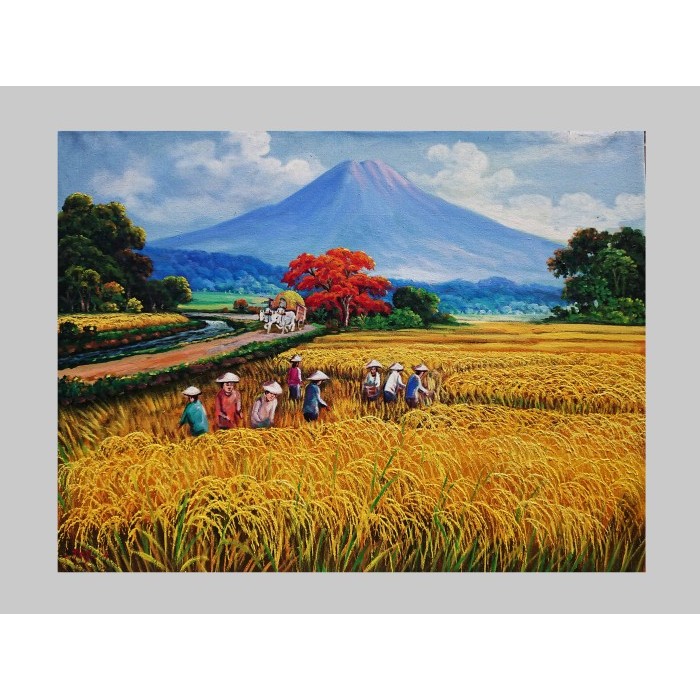 Lukisan pemandangan desa berkualitas