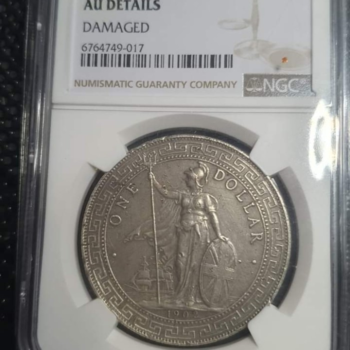 koin british trade dollar 1900 NGC XF detail