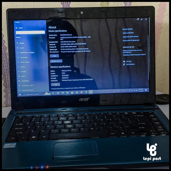 LAPTOP ACER ASPIRE 4752 CORE I3 (LAPTOP SECOND/BEKAS) - (ACER ASPIRE 4752-2332G50MN)