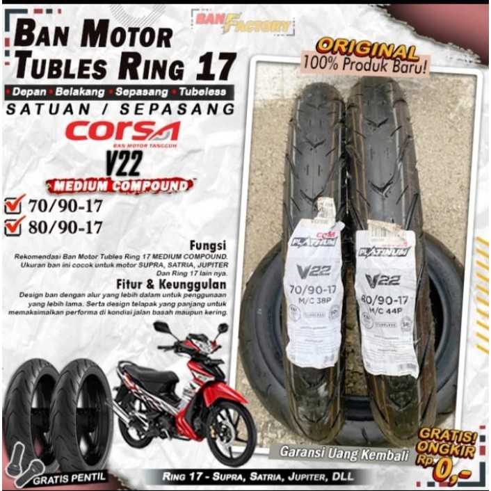 Ban Motor Tubles Ring 17 Corsa V22 Ban DepanBelakang Motor Vixion SupraSatria Jupiter Tubles Ring 17