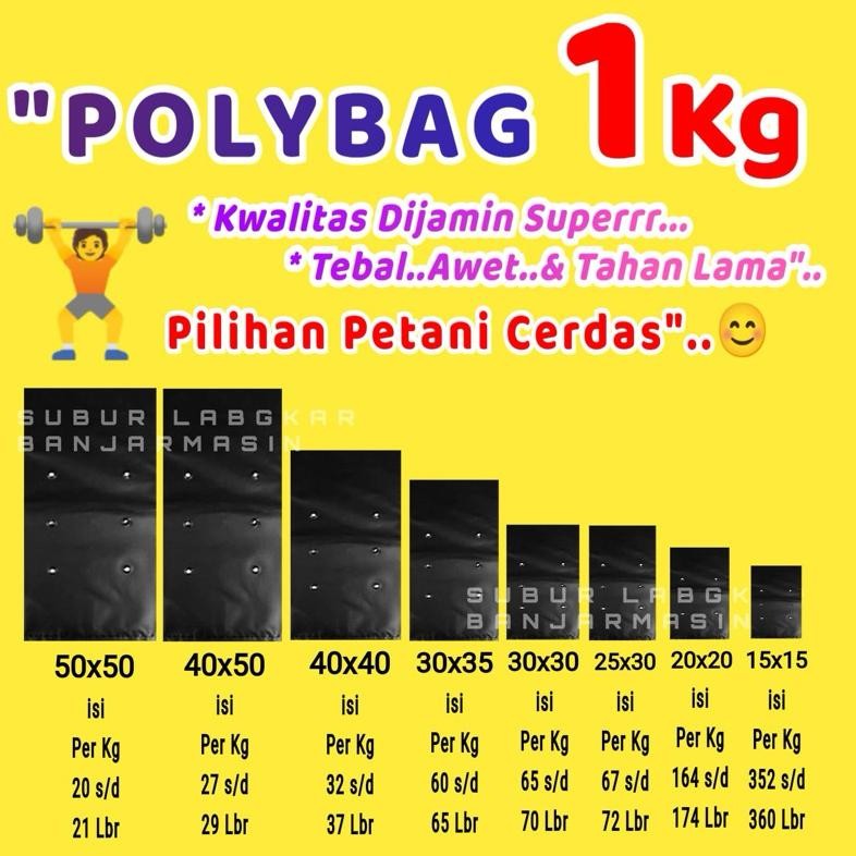 POLYBAG PER KG UK : 15x15 / 20x20 / 25x30 / 30x30 / 30x35 / 40x40 / 40x50 / 50x50