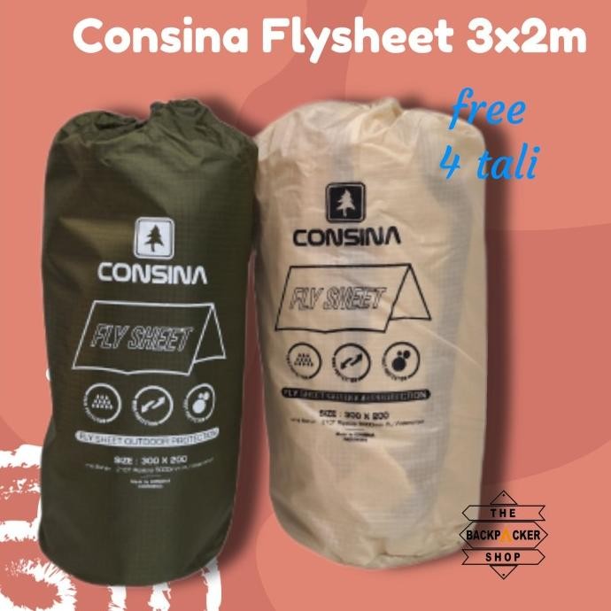 Consina Fly Sheet 2X3 M Flysheet Tenda Ukuran 3X2 Meter