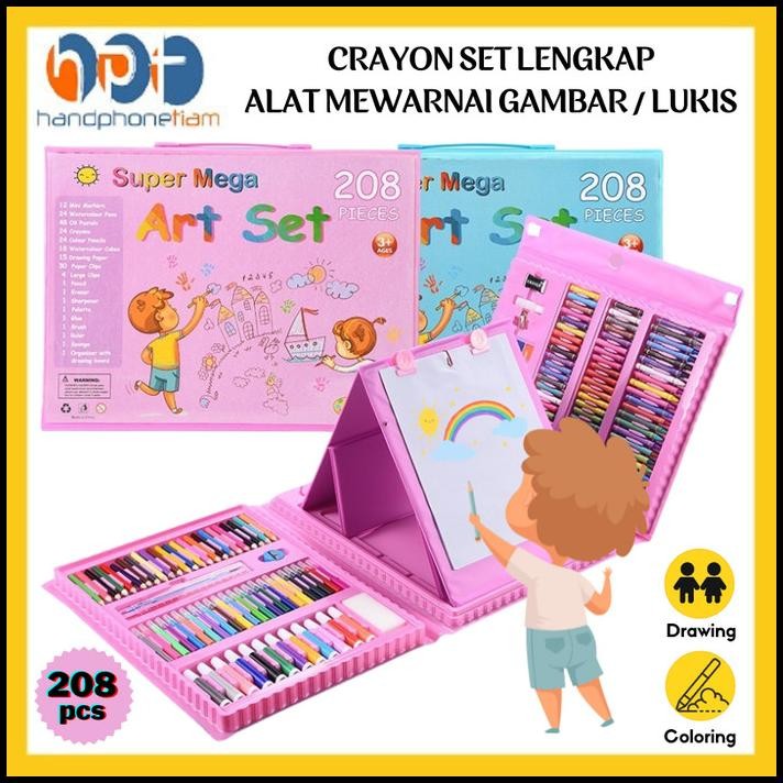 

Crayon Set 208 Pcs Pensil Warna Krayon Oil-Pastel Alat Mewarnai Gambar