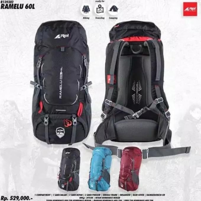 Tas Carrier Rei Ramelu 60+5L Tas Gunung Rei Ramelu 60L Original RIY
