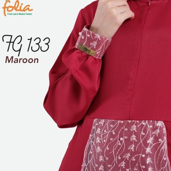 Desain Elegan  Gamis folia fg 133 set Khimar premium