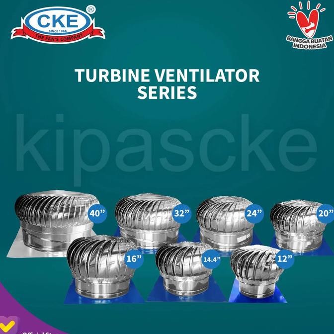 CKE Turbin Ventilator 16 Inch TB-400-SS-NB-WT