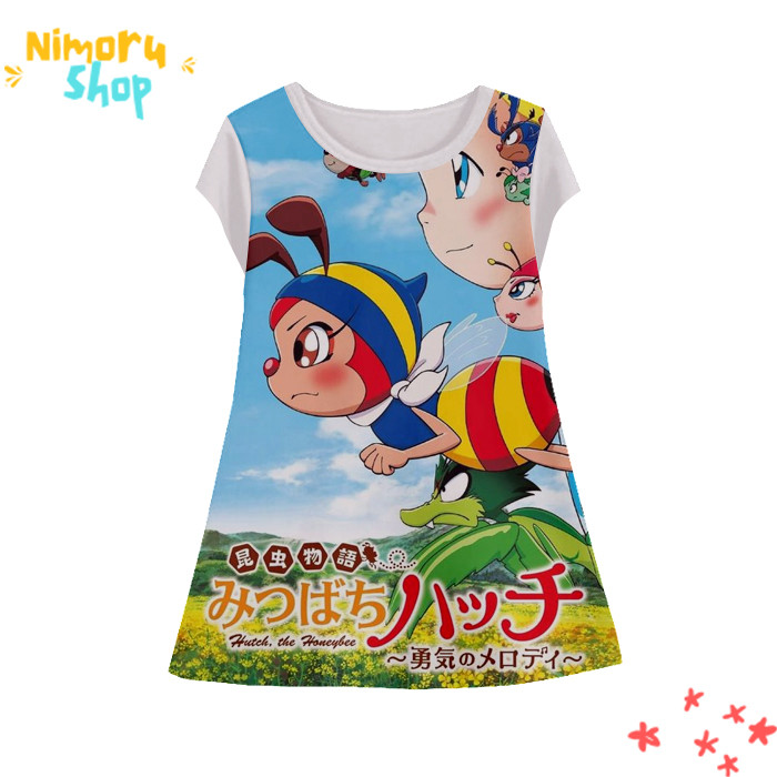 Baju Dress Anak 3D Tunik-Hutchi-4-designWD Anime Hachi si Lebah Madu Tunik Untuk Usia 1-12 Tahun - N