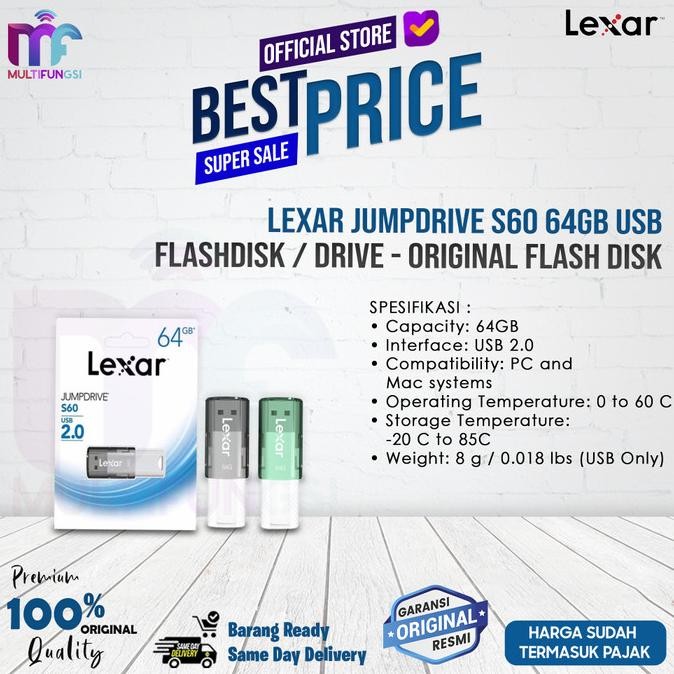 

Lexar JumpDrive S60 64GB USB FlashDisk / Drive - Original Flash Disk