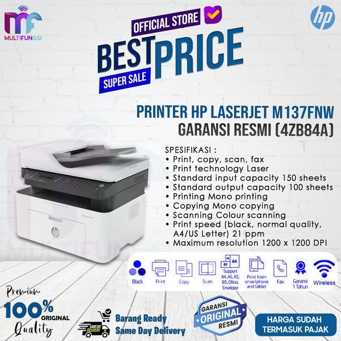 

Printer HP Laserjet M137fnw - MFP M137 fnw - Garansi Resmi (4ZB84A)